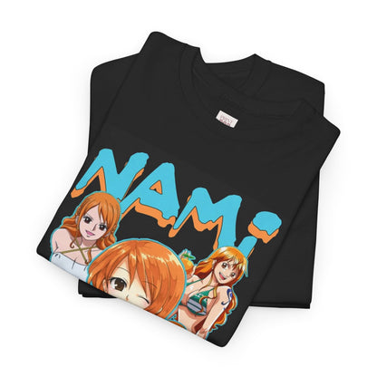 One Piece Nami Unisex Heavy Cotton Tee - Vibrant and Stylish Design for Otaku Heads