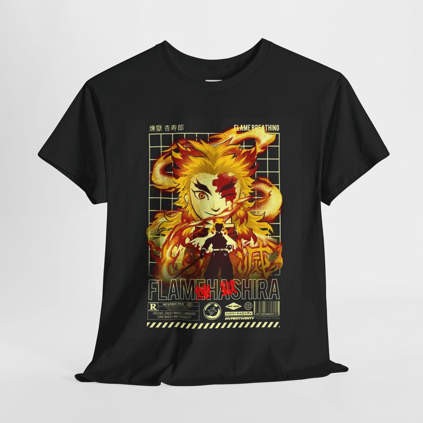 Demon Slayer Kyōjurō Rengoku Unisex Heavy Cotton Tee - Vibrant and Stylish Design for Otaku Heads