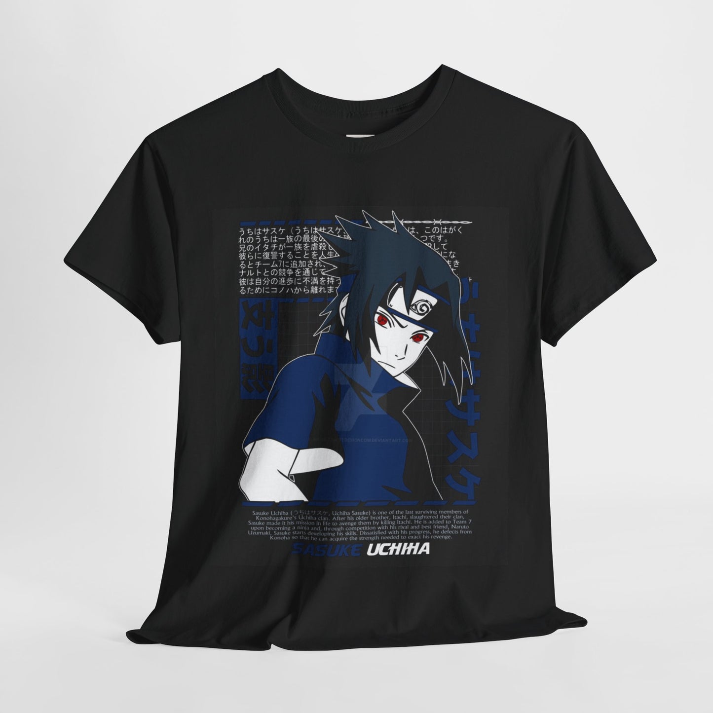 Naruto Shippuden Uchiha Sasuke Unisex Heavy Cotton Tee - Vibrant and Stylish Design for Otaku Heads